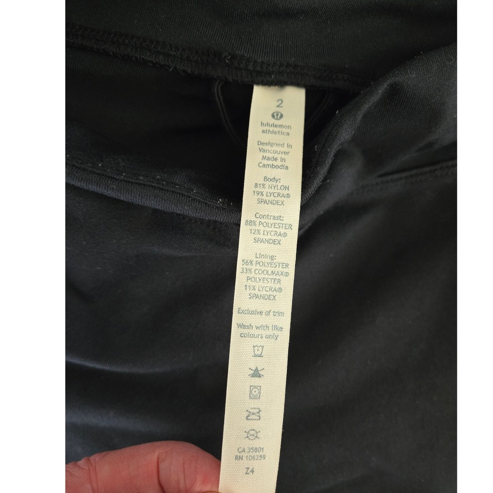 lululemon Vintage Crop Leggings Size 2 Mesh Panel Pink Black High Rise Yoga - Picture 6 of 6